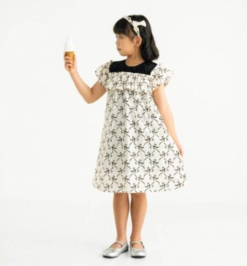 nino「リボンプリント オフショルダーワンピース」(90-150cm) の画像