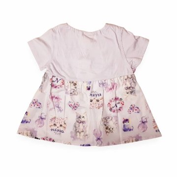 nino「ねこプリント切り替えTシャツ」(90-140cm) 【メール便送料無料】の画像