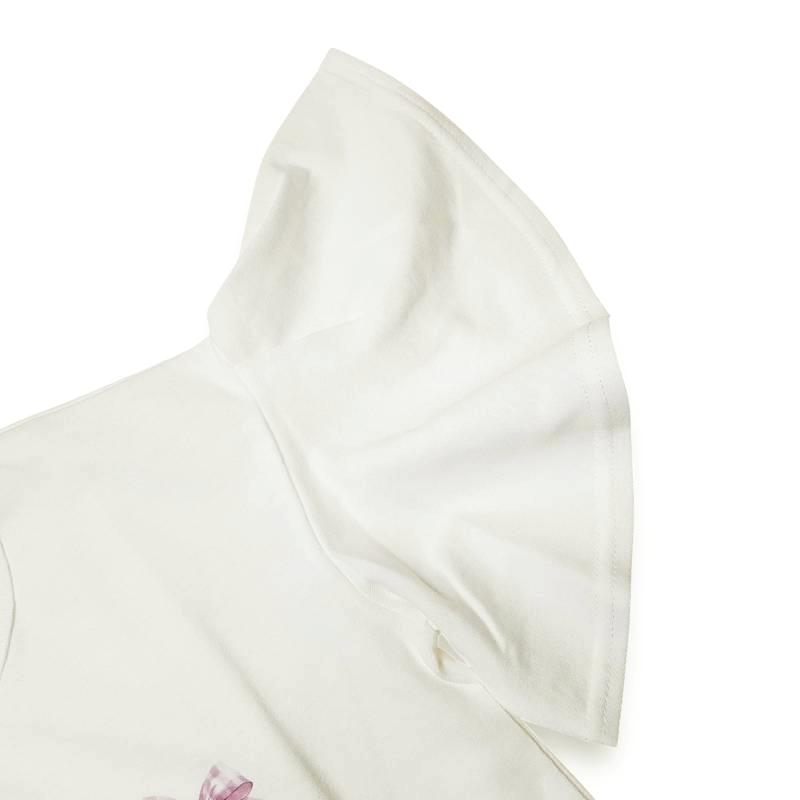 nino「ラベンダーねこプリントフレアースリーブTシャツ」(90-140cm) 【メール便送料無料】の画像