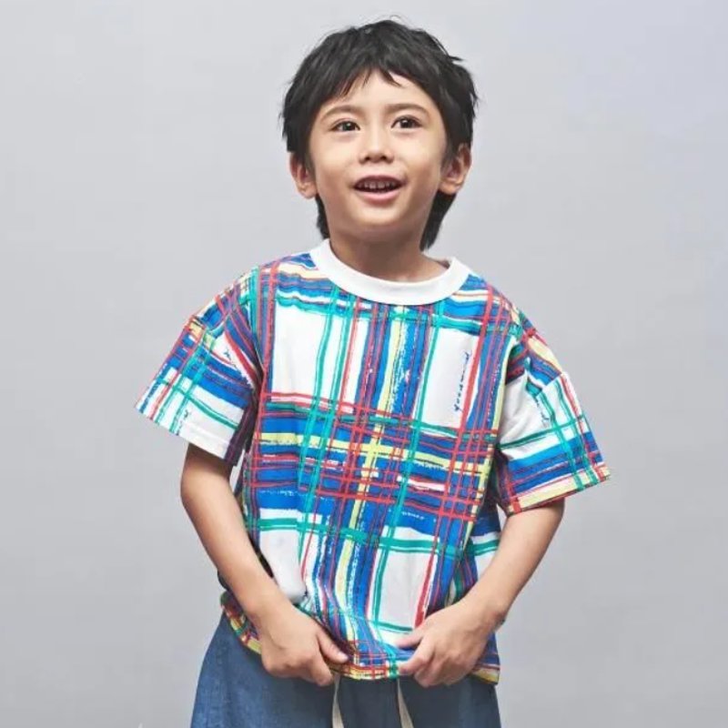 maarook「ブラッシュチェックPT天竺Tシャツ」(90-130cm) 【メール便送料無料】の画像