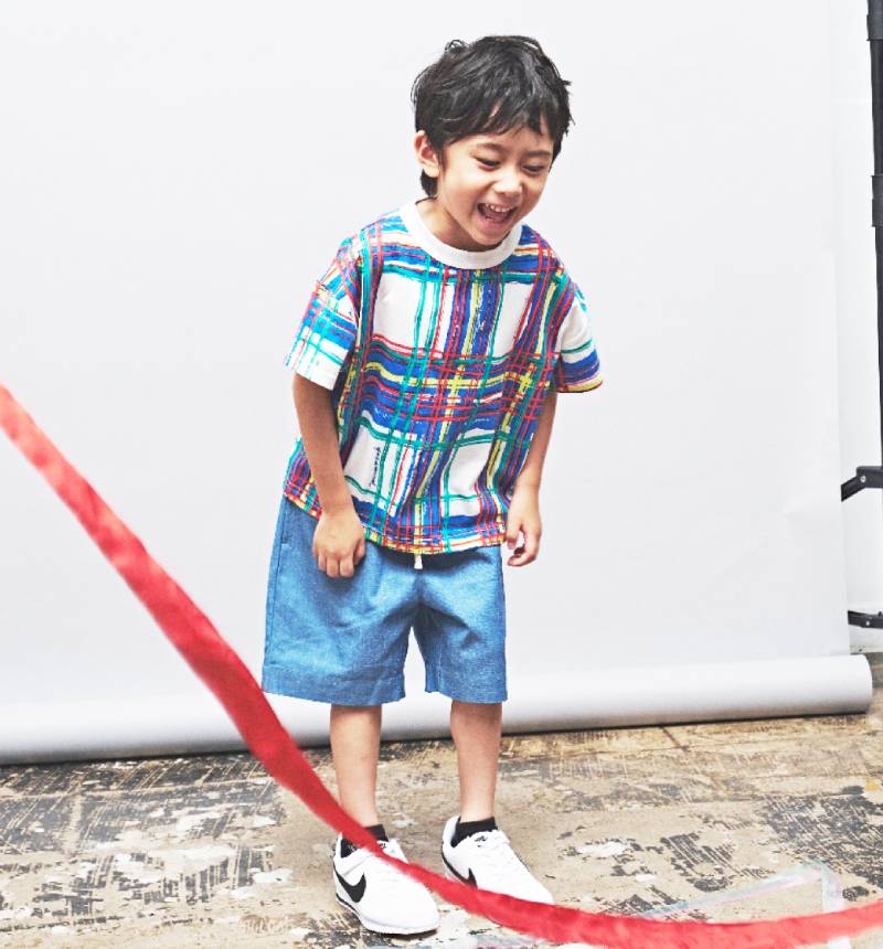 maarook「ブラッシュチェックPT天竺Tシャツ」(90-130cm) 【メール便送料無料】の画像