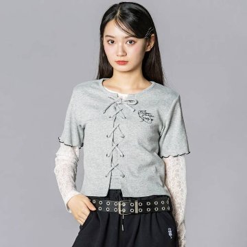 ZIDDY「チュールレース長袖＋半袖カットソーセット」 (140-160cm)　【メール便送料無料】の画像