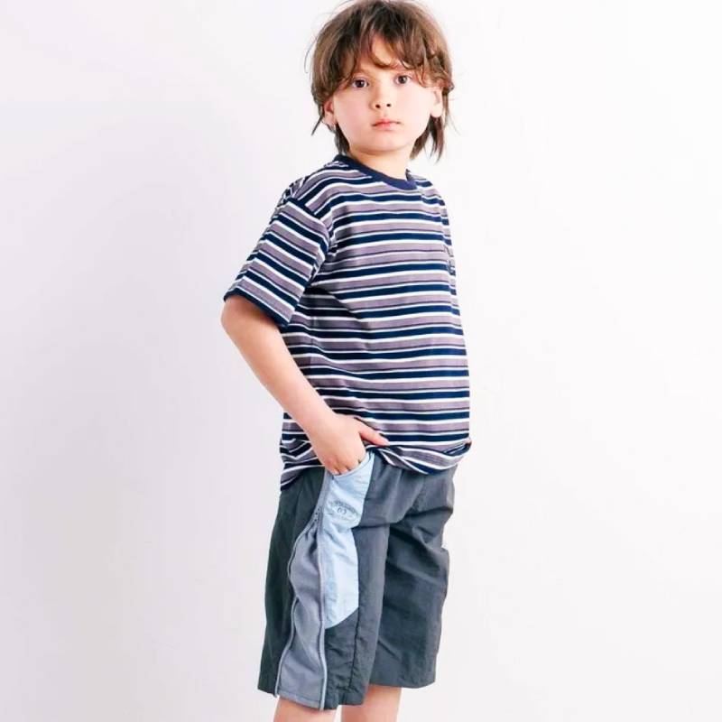 nexchic (ネクシック) 「ビッグシルエット ランダムボーダーTシャツ」(110-150cm)　メール便送料198円対応の画像