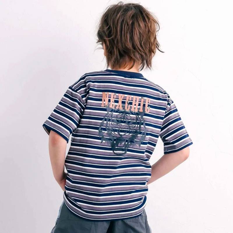 nexchic (ネクシック) 「ビッグシルエット ランダムボーダーTシャツ」(110-150cm)　メール便送料198円対応の画像
