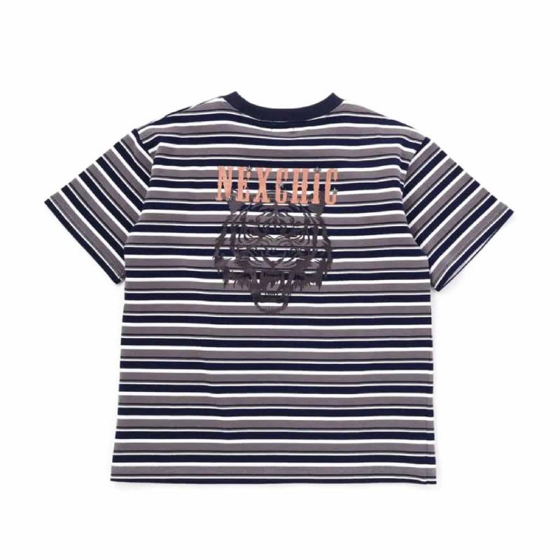 nexchic (ネクシック) 「ビッグシルエット ランダムボーダーTシャツ」(110-150cm)　メール便送料198円対応の画像