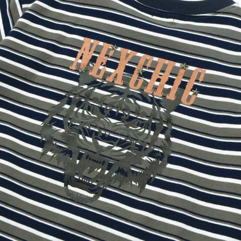 nexchic (ネクシック) 「ビッグシルエット ランダムボーダーTシャツ」(110-150cm)　メール便送料198円対応の画像