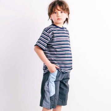 nexchic (ネクシック) 「ビッグシルエット ランダムボーダーTシャツ」(110-150cm)　メール便送料198円対応の画像