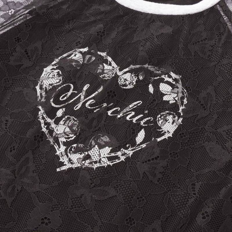 nexchic (ネクシック) 「シルバーハートPtチュールレイヤードTシャツ」(110-150cm)　メール便送料198円対応の画像