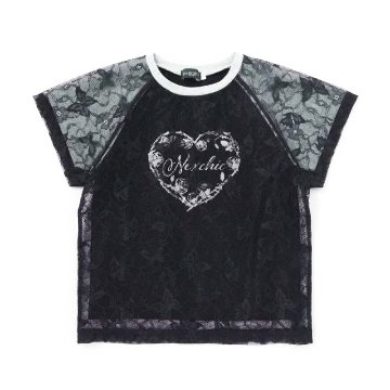 nexchic (ネクシック) 「シルバーハートPtチュールレイヤードTシャツ」(110-150cm)　メール便送料198円対応の画像