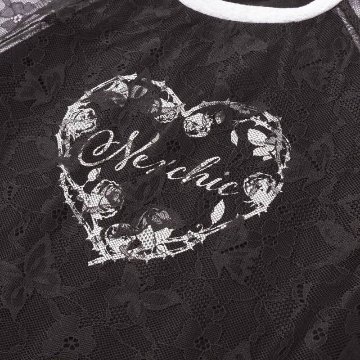 nexchic (ネクシック) 「シルバーハートPtチュールレイヤードTシャツ」(110-150cm)　メール便送料198円対応の画像