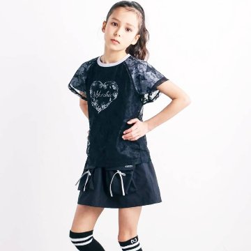 nexchic (ネクシック) 「シルバーハートPtチュールレイヤードTシャツ」(110-150cm)　メール便送料198円対応の画像