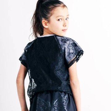 nexchic (ネクシック) 「シルバーハートPtチュールレイヤードTシャツ」(110-150cm)　メール便送料198円対応の画像