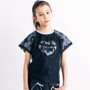 nexchic (ネクシック) 「シルバーハートPtチュールレイヤードTシャツ」(110-150cm)　メール便送料198円対応の画像