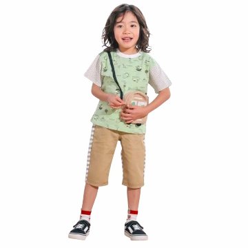 SLAPSLIP ポシェット付き宝島柄Tシャツ(80-130cm)　【メール便送料198円対応】の画像