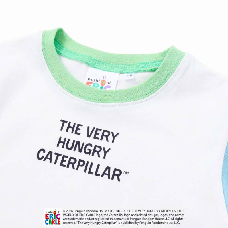 【Eric Carleコラボ】「はらぺこあおむしTシャツ」(80~120cm)　【メール便送料198円対応】の画像