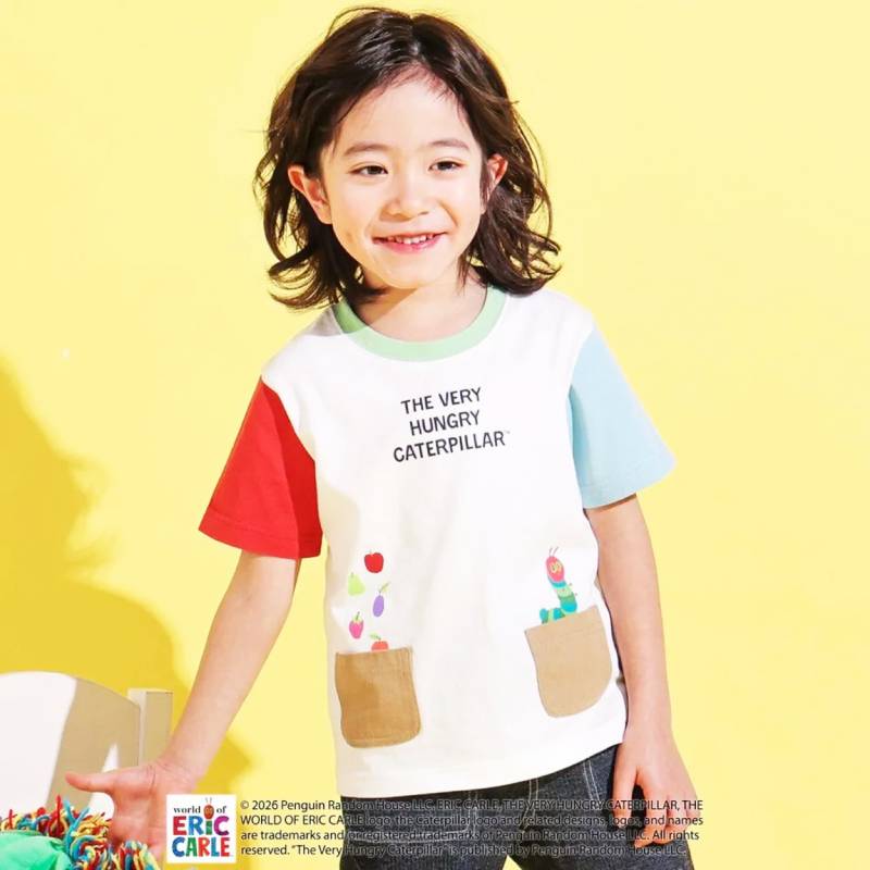 【Eric Carleコラボ】「はらぺこあおむしTシャツ」(80~120cm)　【メール便送料198円対応】の画像