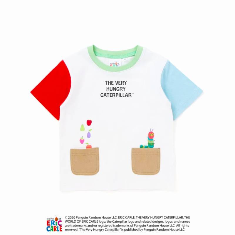 【Eric Carleコラボ】「はらぺこあおむしTシャツ」(80~120cm)　【メール便送料198円対応】の画像