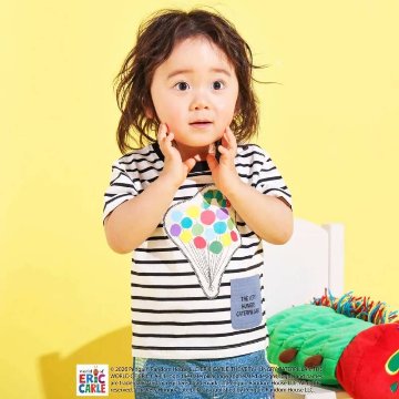 【Eric Carleコラボ】「はらぺこあおむしTシャツ」(80~120cm)　【メール便送料198円対応】の画像