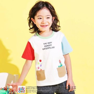 【Eric Carleコラボ】「はらぺこあおむしTシャツ」(80~120cm)　【メール便送料198円対応】の画像