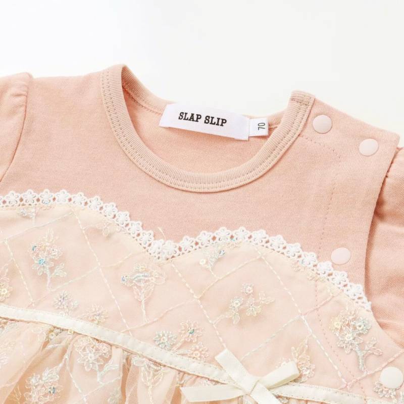 SLAP SLIP baby (スラップスリップ) 「 フラワー刺繍チュールビスチェ風ドッキングカバーオール」(70-80cm)  メール便対応可の画像
