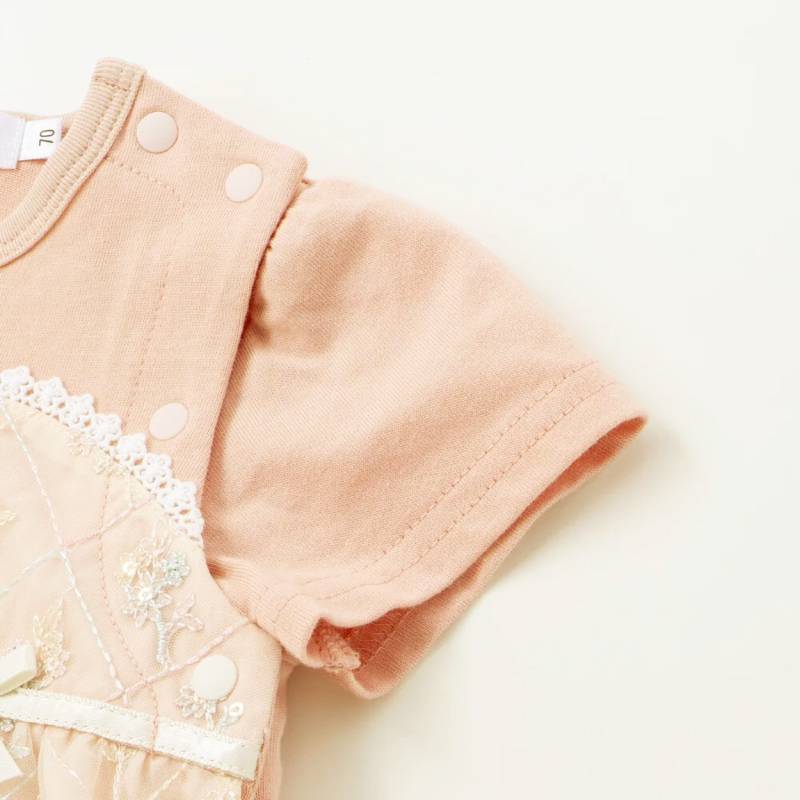 SLAP SLIP baby (スラップスリップ) 「 フラワー刺繍チュールビスチェ風ドッキングカバーオール」(70-80cm)  メール便対応可の画像