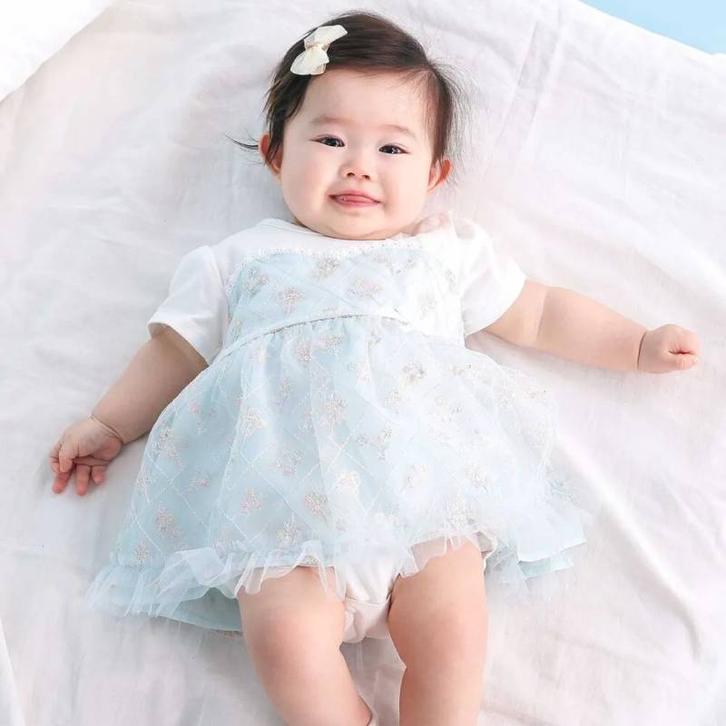 SLAP SLIP baby (スラップスリップ) 「 フラワー刺繍チュールビスチェ風ドッキングカバーオール」(70-80cm)  メール便対応可の画像