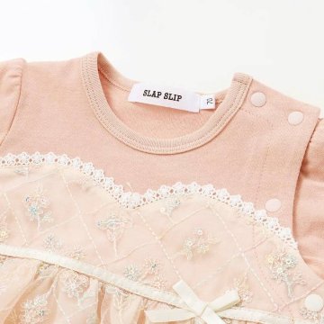 SLAP SLIP baby (スラップスリップ) 「 フラワー刺繍チュールビスチェ風ドッキングカバーオール」(70-80cm)  メール便対応可の画像