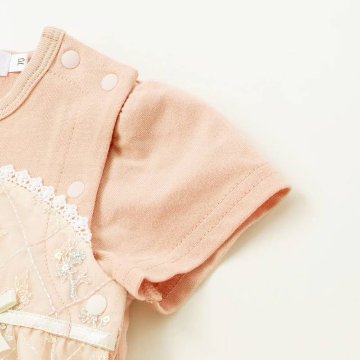 SLAP SLIP baby (スラップスリップ) 「 フラワー刺繍チュールビスチェ風ドッキングカバーオール」(70-80cm)  メール便対応可の画像