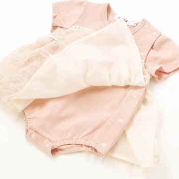 SLAP SLIP baby (スラップスリップ) 「 フラワー刺繍チュールビスチェ風ドッキングカバーオール」(70-80cm)  メール便対応可の画像