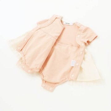 SLAP SLIP baby (スラップスリップ) 「 フラワー刺繍チュールビスチェ風ドッキングカバーオール」(70-80cm)  メール便対応可の画像
