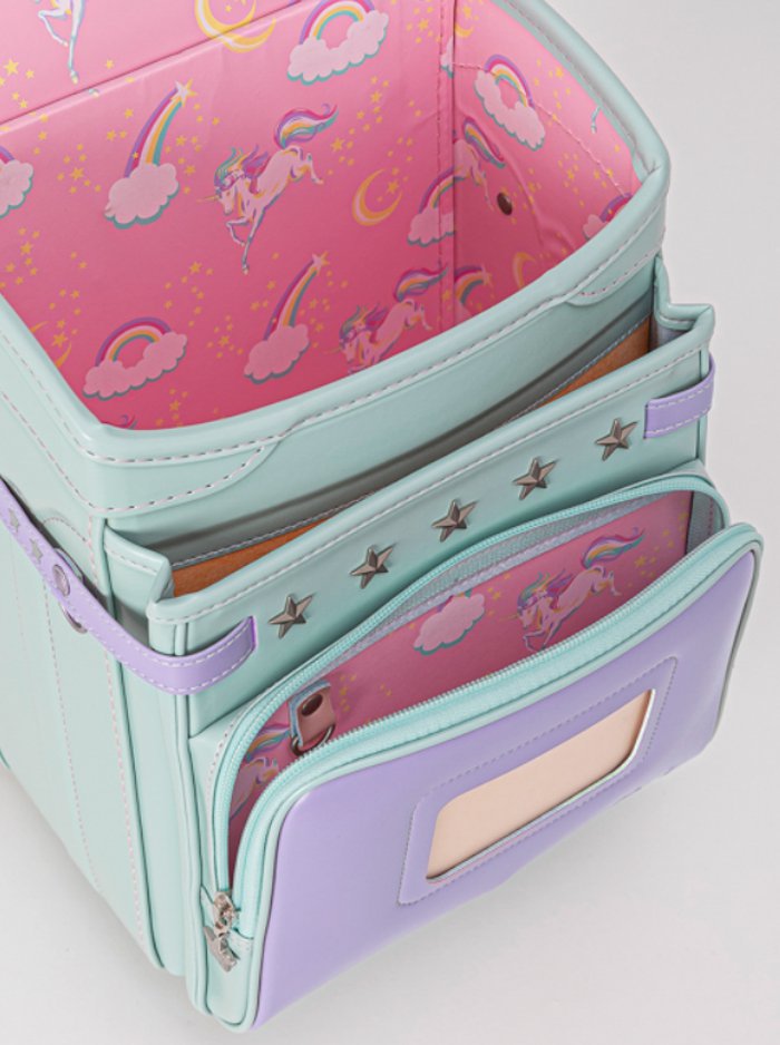 fafaランドセル2027年「クラリーノ キューブ型 POWDEW LAVENDER ✕ MINT GREEN」 【当店だけのオリジナルダブル特典付】の画像