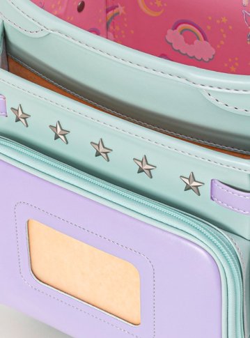 fafaランドセル2027年「クラリーノ キューブ型 POWDEW LAVENDER ✕ MINT GREEN」 【当店だけのオリジナルダブル特典付】の画像