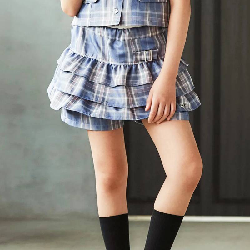 nexchic (ネクシック) 「チェック柄三段フリルスカパン」(130-150cm) の画像