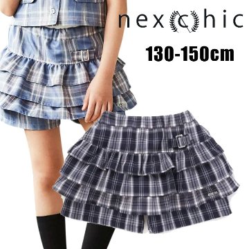 nexchic (ネクシック) 「チェック柄三段フリルスカパン」(130-150cm) の画像