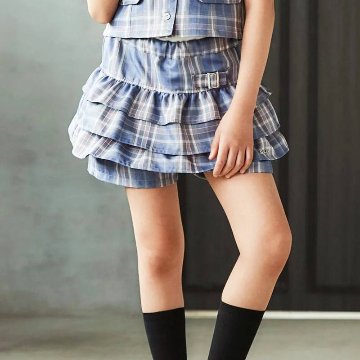 nexchic (ネクシック) 「チェック柄三段フリルスカパン」(130-150cm) の画像