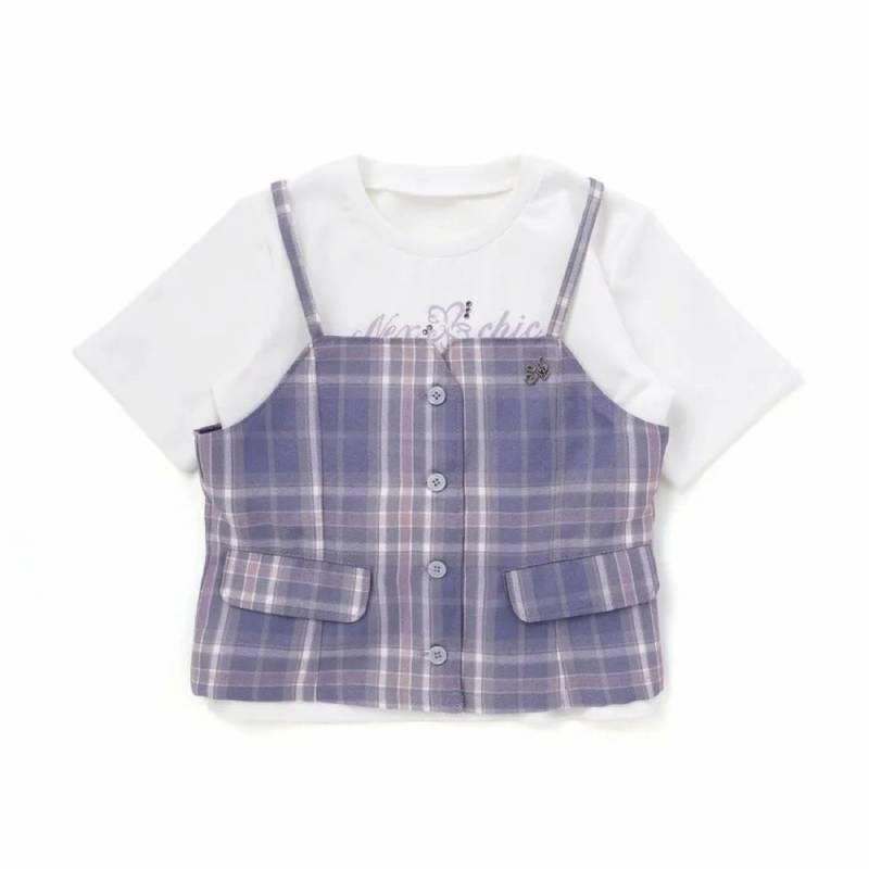 nexchic (ネクシック) 「チェック柄ビスチェ＋Tシャツセット」(110-150cm) の画像