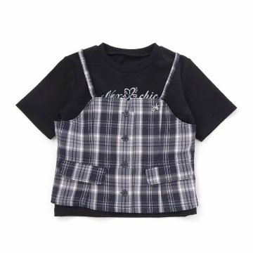 nexchic (ネクシック) 「チェック柄ビスチェ＋Tシャツセット」(110-150cm) の画像