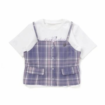 nexchic (ネクシック) 「チェック柄ビスチェ＋Tシャツセット」(110-150cm) の画像