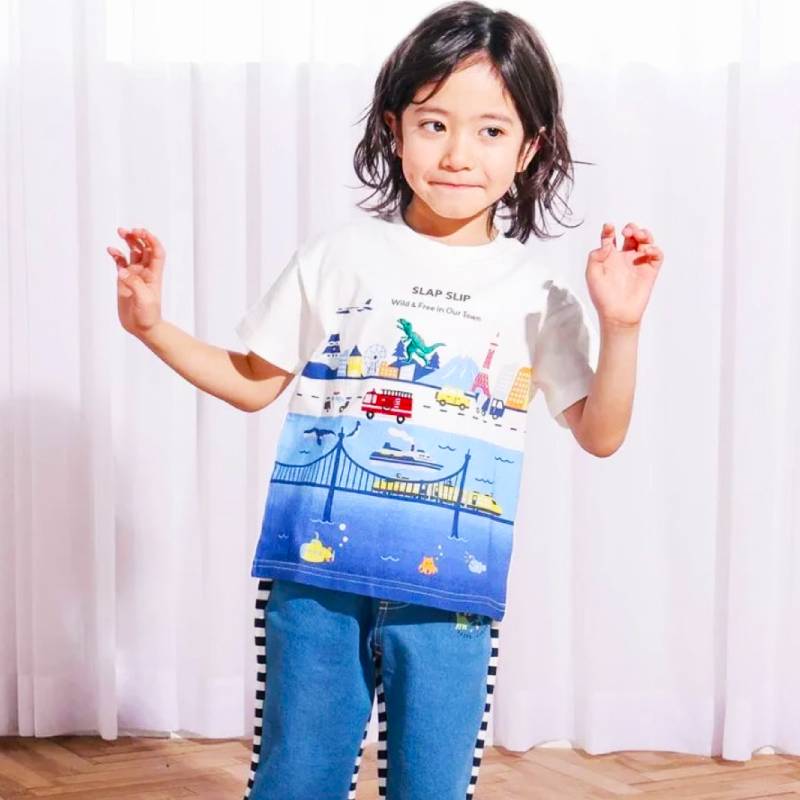 SLAPSLIP 日本の風景プリントTシャツ(80-130cm)　【メール便送料198円対応】の画像