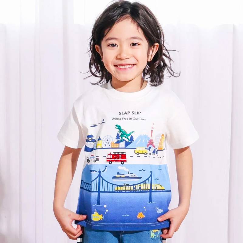 SLAPSLIP 日本の風景プリントTシャツ(80-130cm)　【メール便送料198円対応】の画像