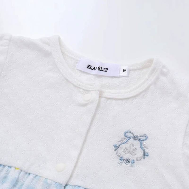 SLAP SLIP baby (スラップスリップ) 「 ギンガムチェックフラワー切り替えカバーオール」(70-80cm)  メール便対応可の画像