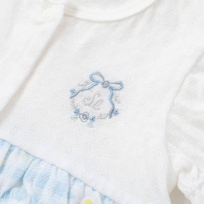 SLAP SLIP baby (スラップスリップ) 「 ギンガムチェックフラワー切り替えカバーオール」(70-80cm)  メール便対応可の画像