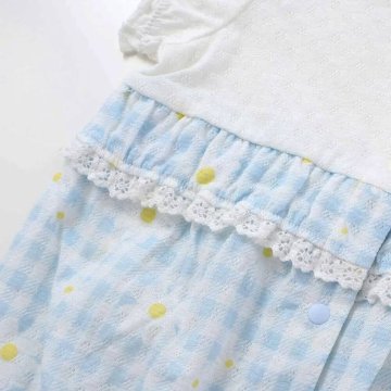 SLAP SLIP baby (スラップスリップ) 「 ギンガムチェックフラワー切り替えカバーオール」(70-80cm)  メール便対応可の画像