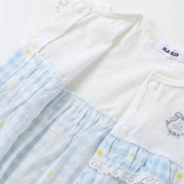 SLAP SLIP baby (スラップスリップ) 「 ギンガムチェックフラワー切り替えカバーオール」(70-80cm)  メール便対応可の画像