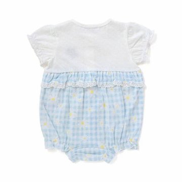 SLAP SLIP baby (スラップスリップ) 「 ギンガムチェックフラワー切り替えカバーオール」(70-80cm)  メール便対応可の画像