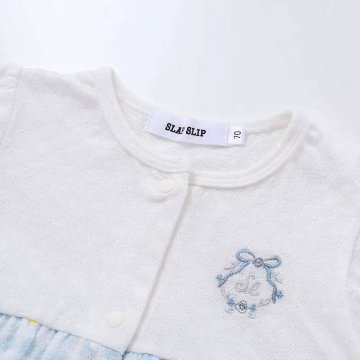 SLAP SLIP baby (スラップスリップ) 「 ギンガムチェックフラワー切り替えカバーオール」(70-80cm)  メール便対応可の画像