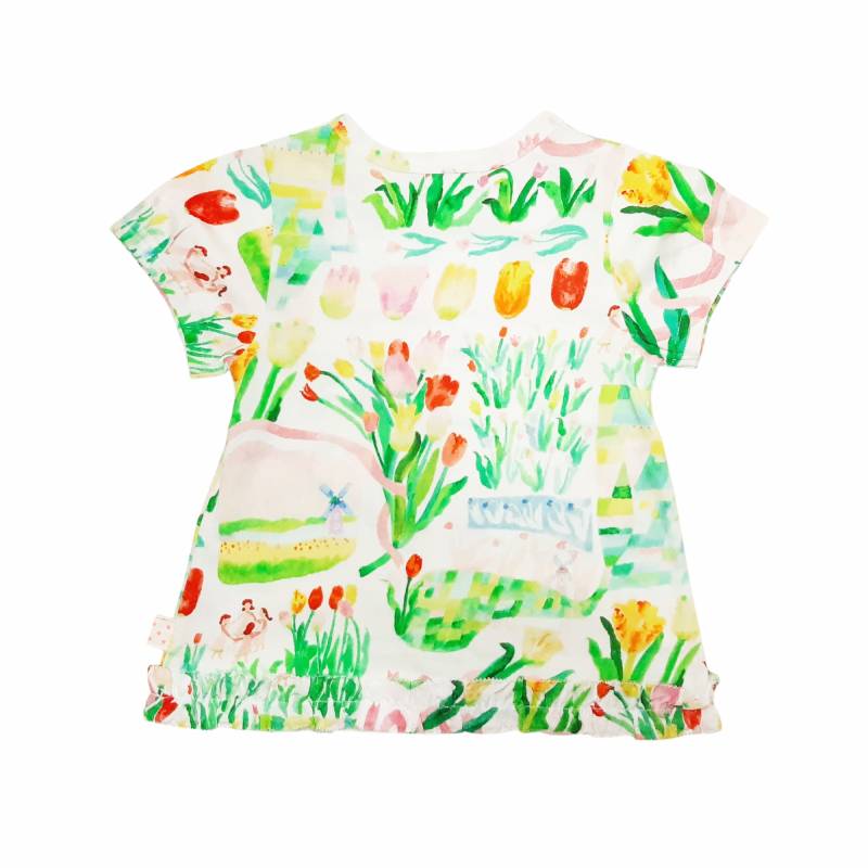 hakka kids baby「はるのオーケストラプリント裾フリルTシャツ」(80-130cm） 【メール便送料無料】の画像