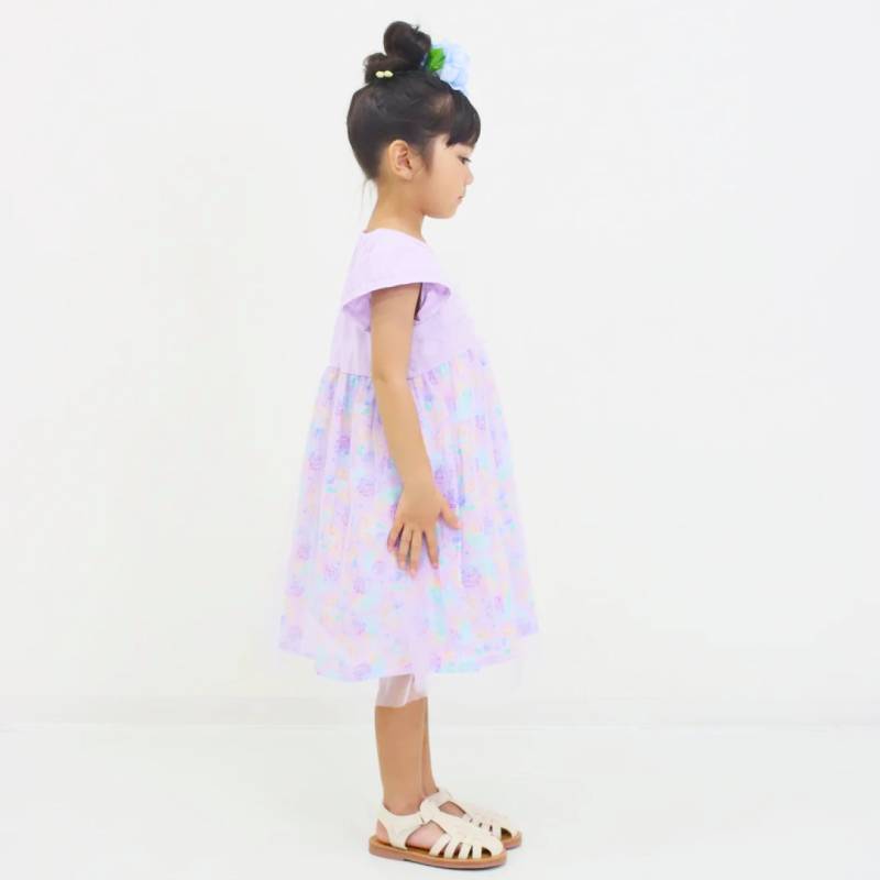 nino「ハートフラワープリントオーバーチュールワンピース」(90-130cm) の画像