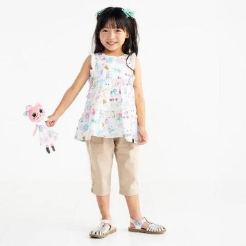 nino「ミントストライプねこプリントティアードブラウス」(90-140cm) 【メール便送料無料】の画像