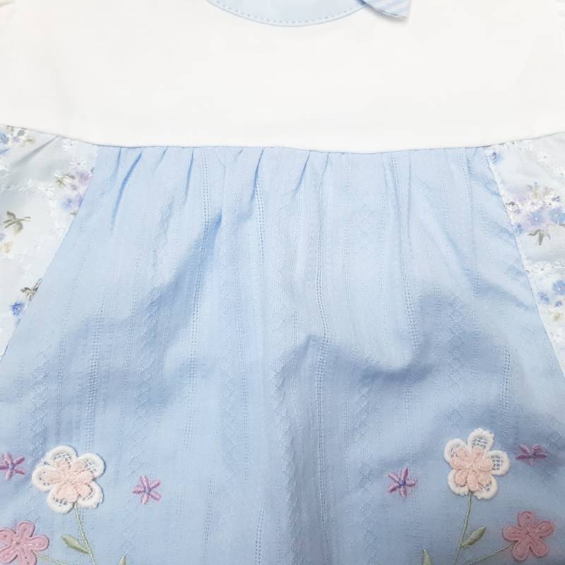 Souris(スーリー)「お花モチーフ付き切り替えフレンチスリーブブラウス」（90-130cm） メール便送料無料の画像
